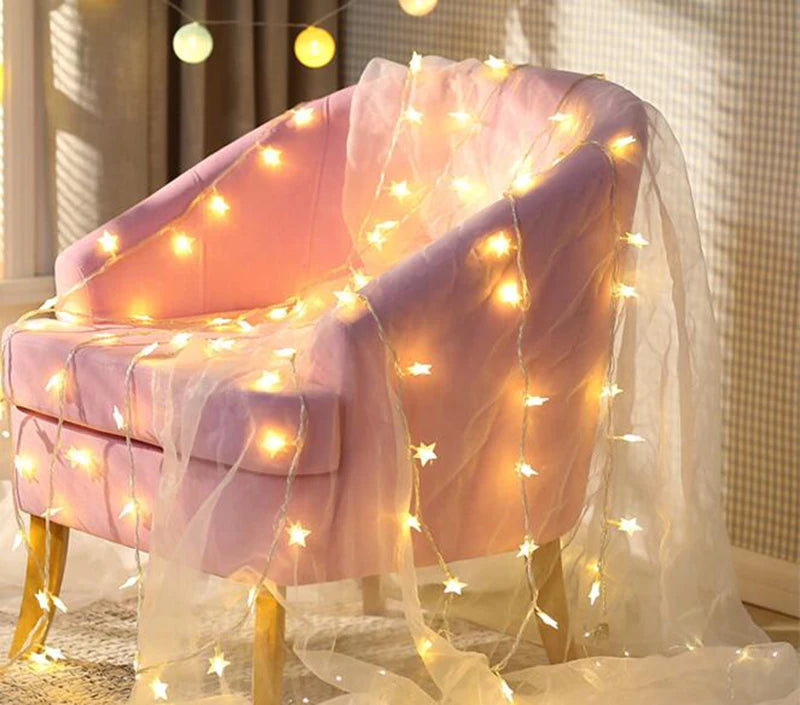 USB/Battery Operated Star String Lights LED Fairy Lights Christmas Garland For Party Wedding Home Outdoor Patio Decoration