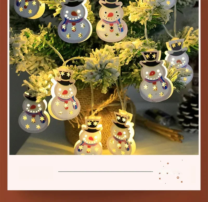 Christmas LED Light String Santa Claus Elk Snowman Xmas Ornament String Light Christmas Decorations 2023 New Year Navidad Gift