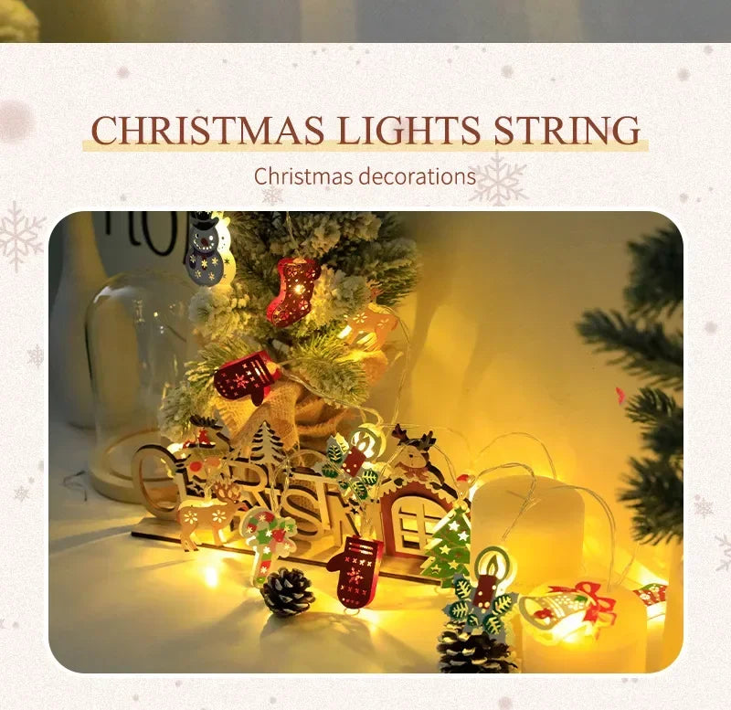 Christmas LED Light String Santa Claus Elk Snowman Xmas Ornament String Light Christmas Decorations 2023 New Year Navidad Gift