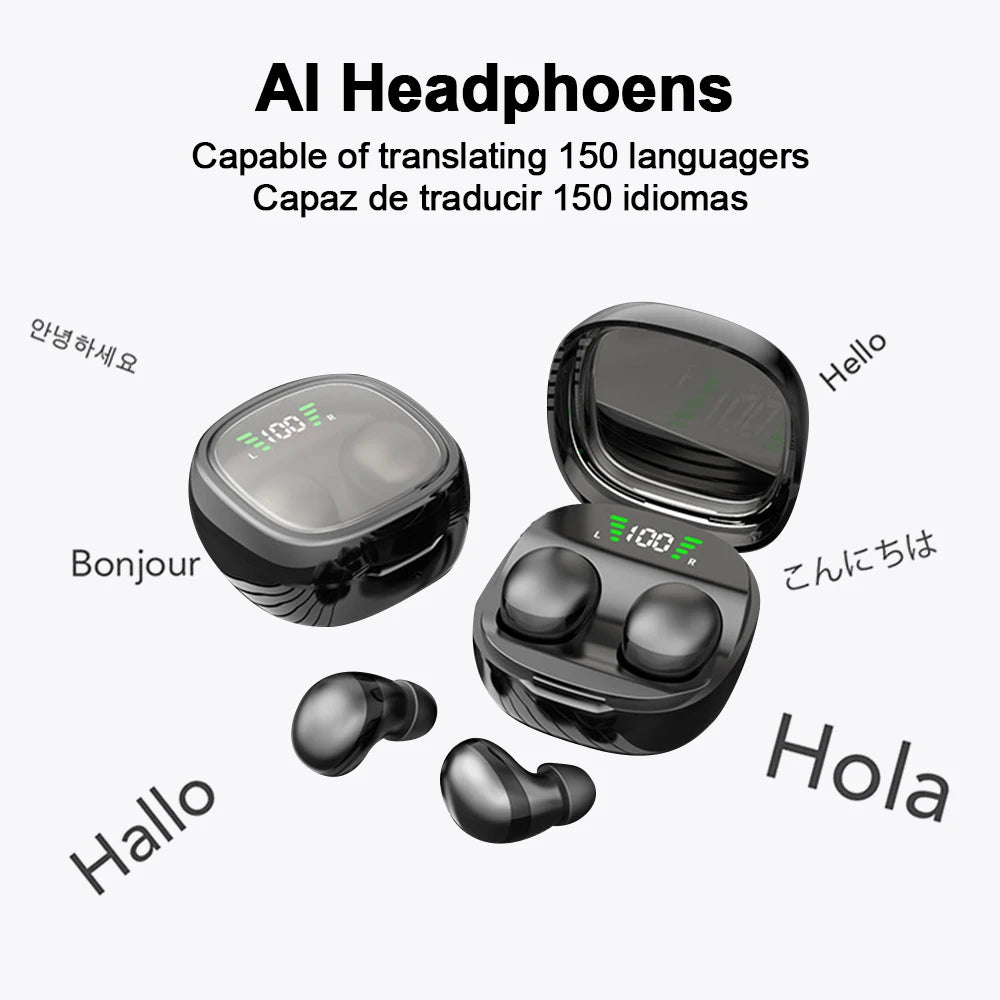 Bluetooth 5.3 AI Translation Earphones Wireless Sleep Headsets 150+Language Headphones HiFi Noise Reduction Earbuds for XIAOMI