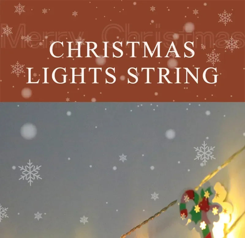 Christmas LED Light String Santa Claus Elk Snowman Xmas Ornament String Light Christmas Decorations 2023 New Year Navidad Gift