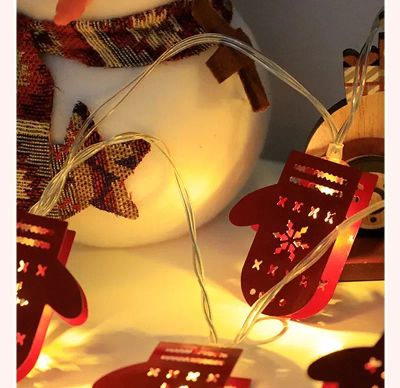 Christmas LED Light String Santa Claus Elk Snowman Xmas Ornament String Light Christmas Decorations 2023 New Year Navidad Gift
