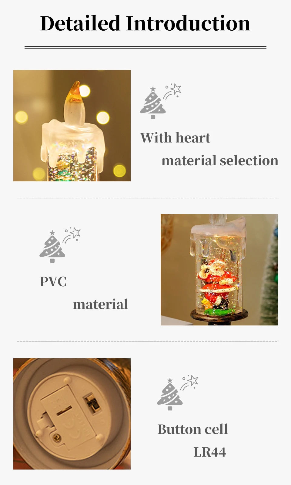 Christmas Decoration Candle Light Creative LED Candle Light Christmas Gift Scene Decoration Creative Gift for Family and Friends