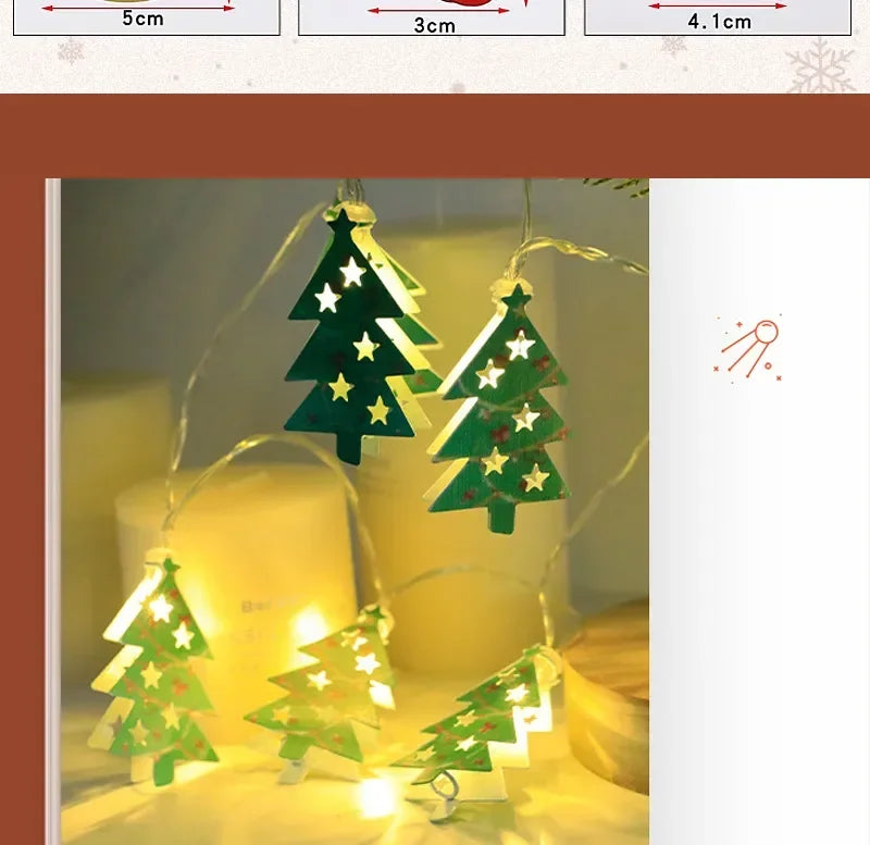 Christmas LED Light String Santa Claus Elk Snowman Xmas Ornament String Light Christmas Decorations 2023 New Year Navidad Gift