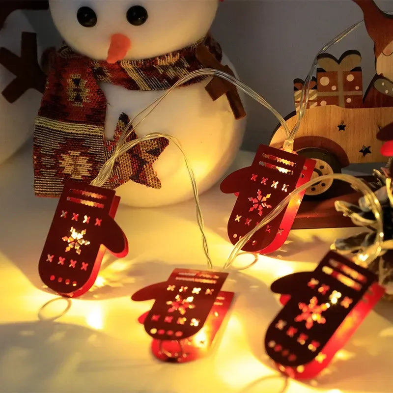 Christmas LED Light String Santa Claus Elk Snowman Xmas Ornament String Light Christmas Decorations 2023 New Year Navidad Gift
