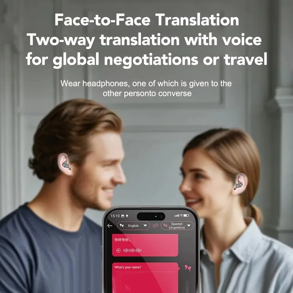 Bluetooth 5.3 AI Translation Earphones Wireless Sleep Headsets 150+Language Headphones HiFi Noise Reduction Earbuds for XIAOMI