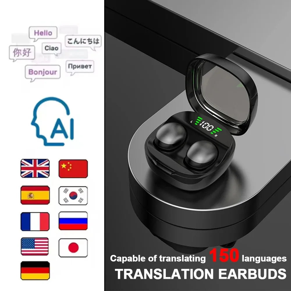 Bluetooth 5.3 AI Translation Earphones Wireless Sleep Headsets 150+Language Headphones HiFi Noise Reduction Earbuds for XIAOMI
