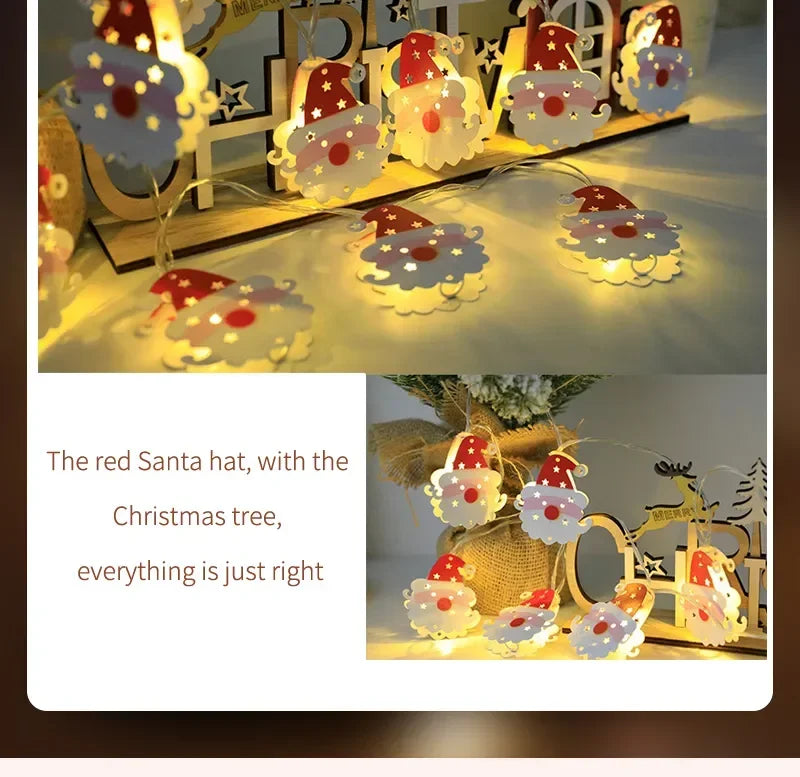 Christmas LED Light String Santa Claus Elk Snowman Xmas Ornament String Light Christmas Decorations 2023 New Year Navidad Gift