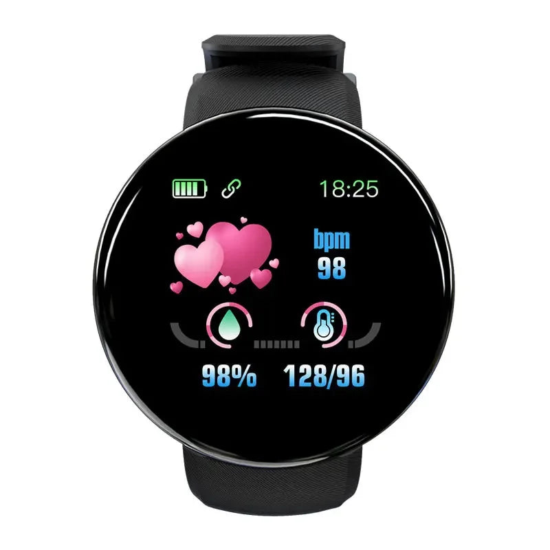 D18 Smart Watch Heart Rate Monitor Men's Women's Smartwatch Round Fitness Digital Watches for Men Women Band Bracelet PK D20 Y68
