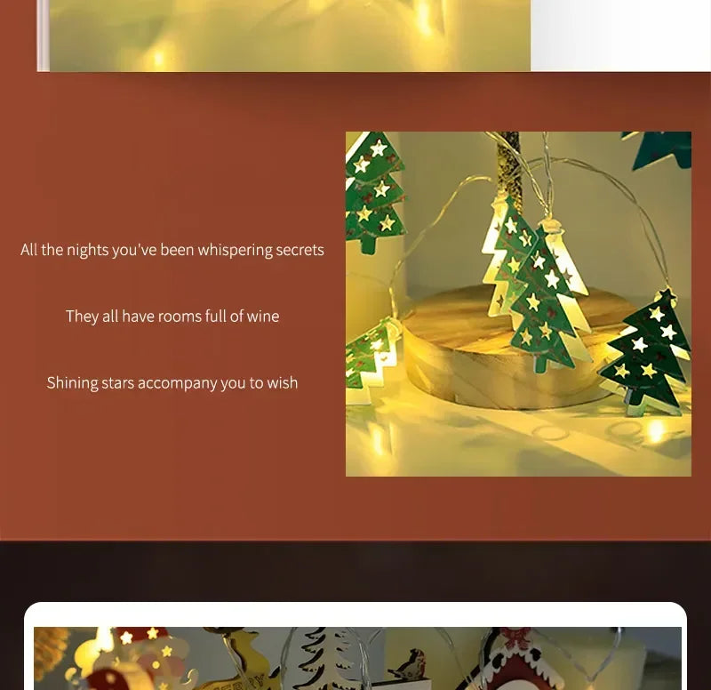 Christmas LED Light String Santa Claus Elk Snowman Xmas Ornament String Light Christmas Decorations 2023 New Year Navidad Gift