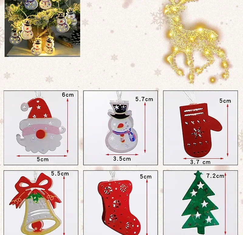 Christmas LED Light String Santa Claus Elk Snowman Xmas Ornament String Light Christmas Decorations 2023 New Year Navidad Gift
